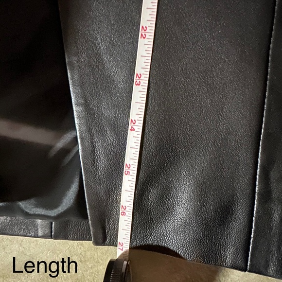 NWT All Saints Black Leather Midi Skirt w/ angular slit, pockets & front zipper - Picture 12 of 13